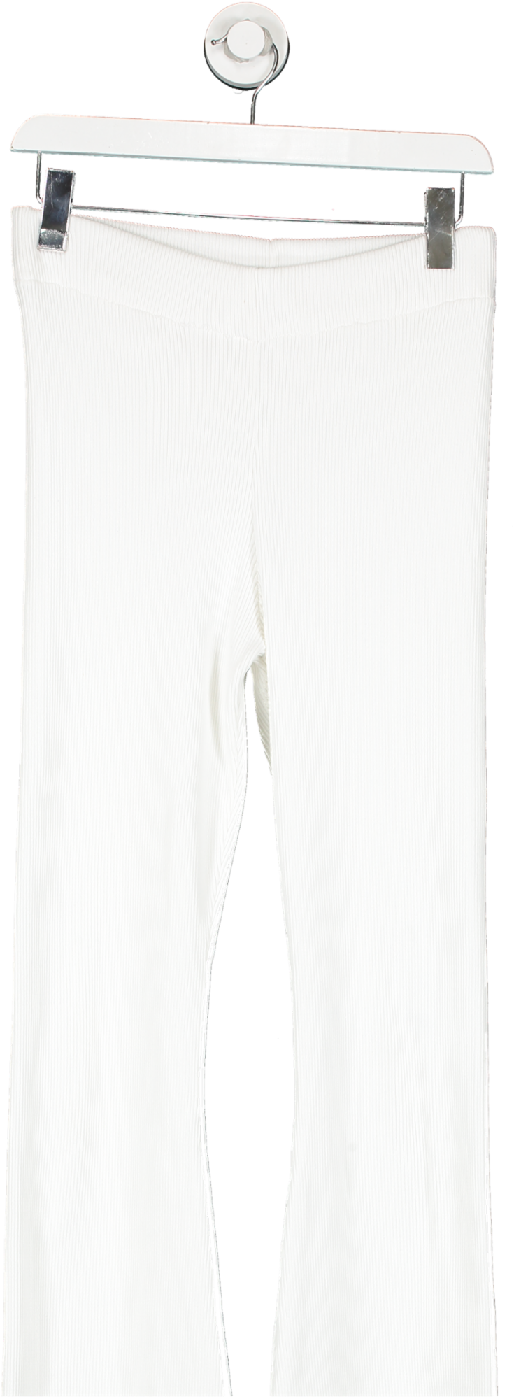 Misspap White Rib Knit Wide Leg Trouser UK M