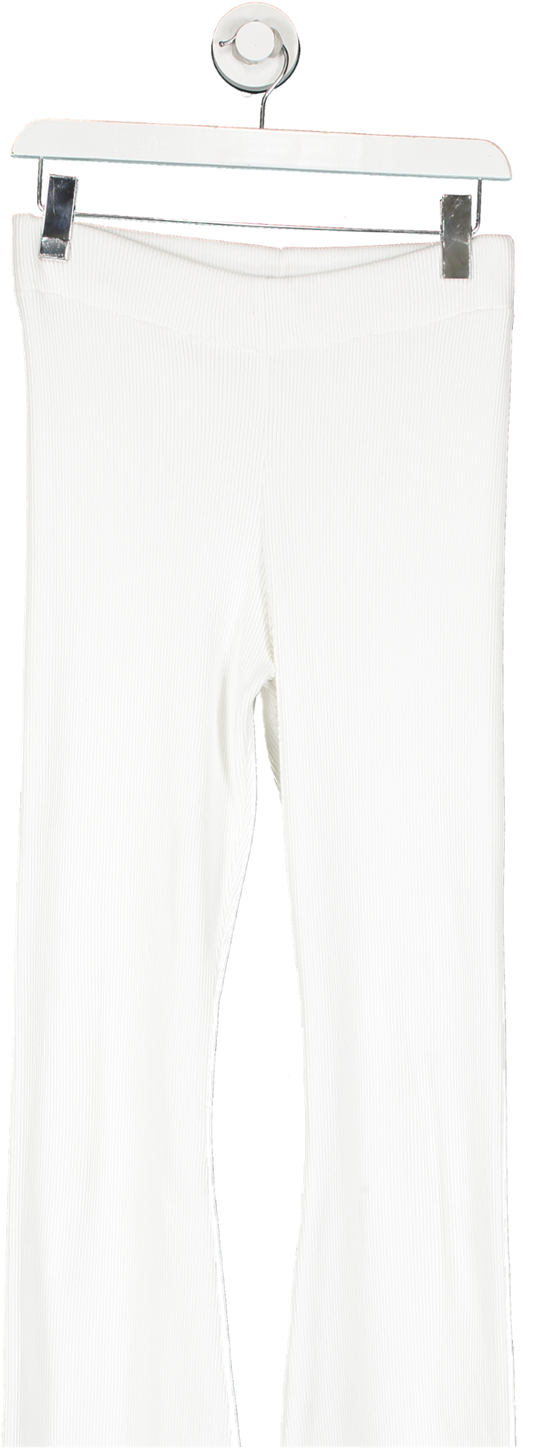 Misspap White Rib Knit Wide Leg Trouser UK M