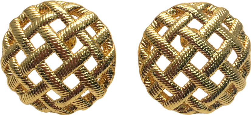 Metallic Thatched Circular Earrings One Size