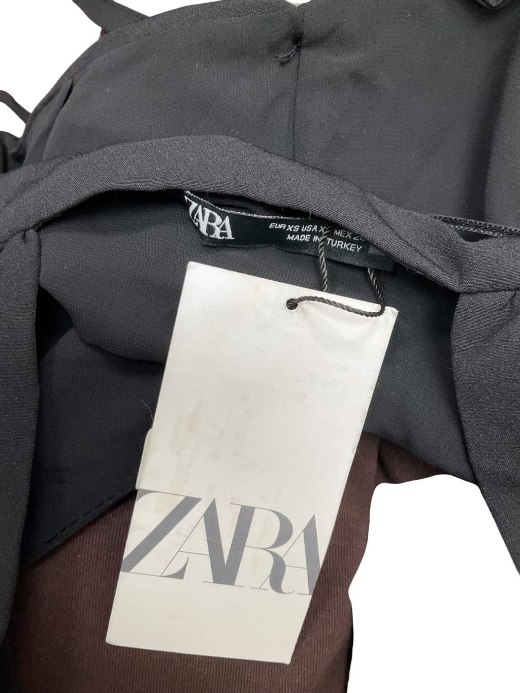 ZARA Black Diamante Button Detail Top UK XS