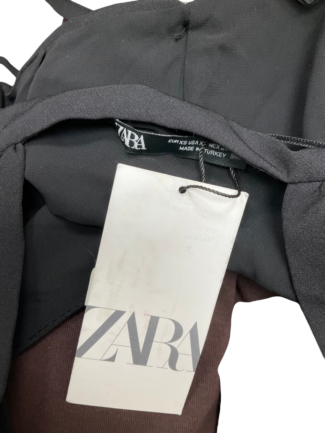 ZARA Black Diamante Button Detail Top UK XS