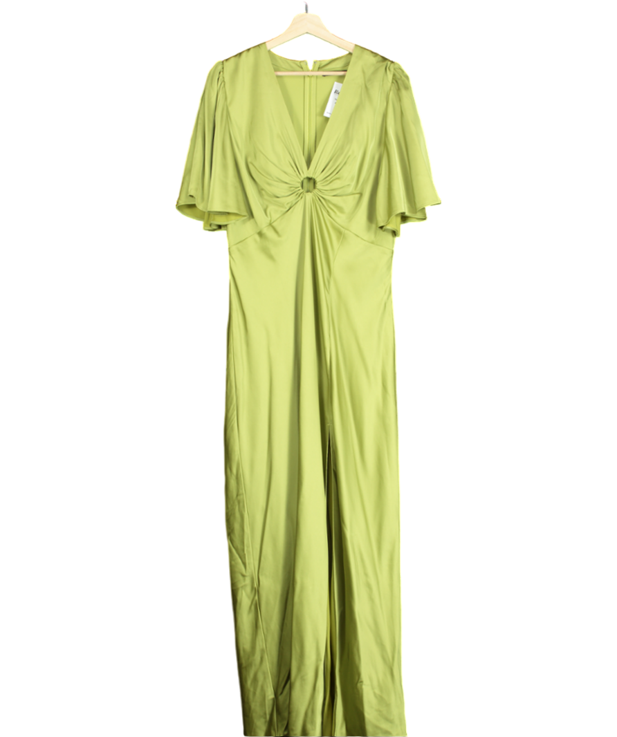 Abercrombie & Fitch Green Angel Sleeve O-ring Maxi Dress UK XL