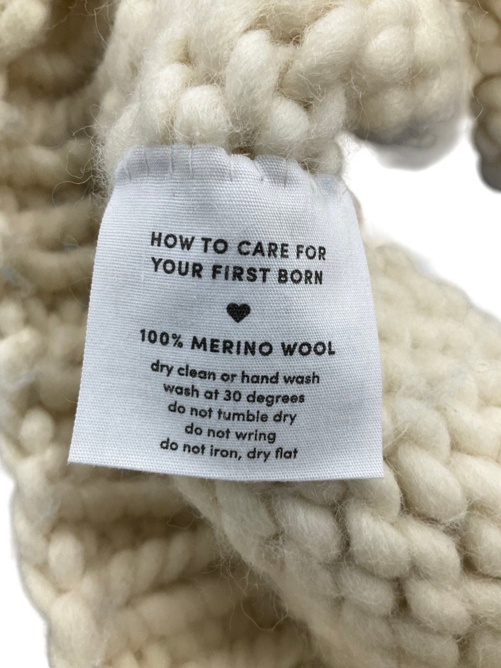 First Born Knits Cream Merino Wool Jumper UK S