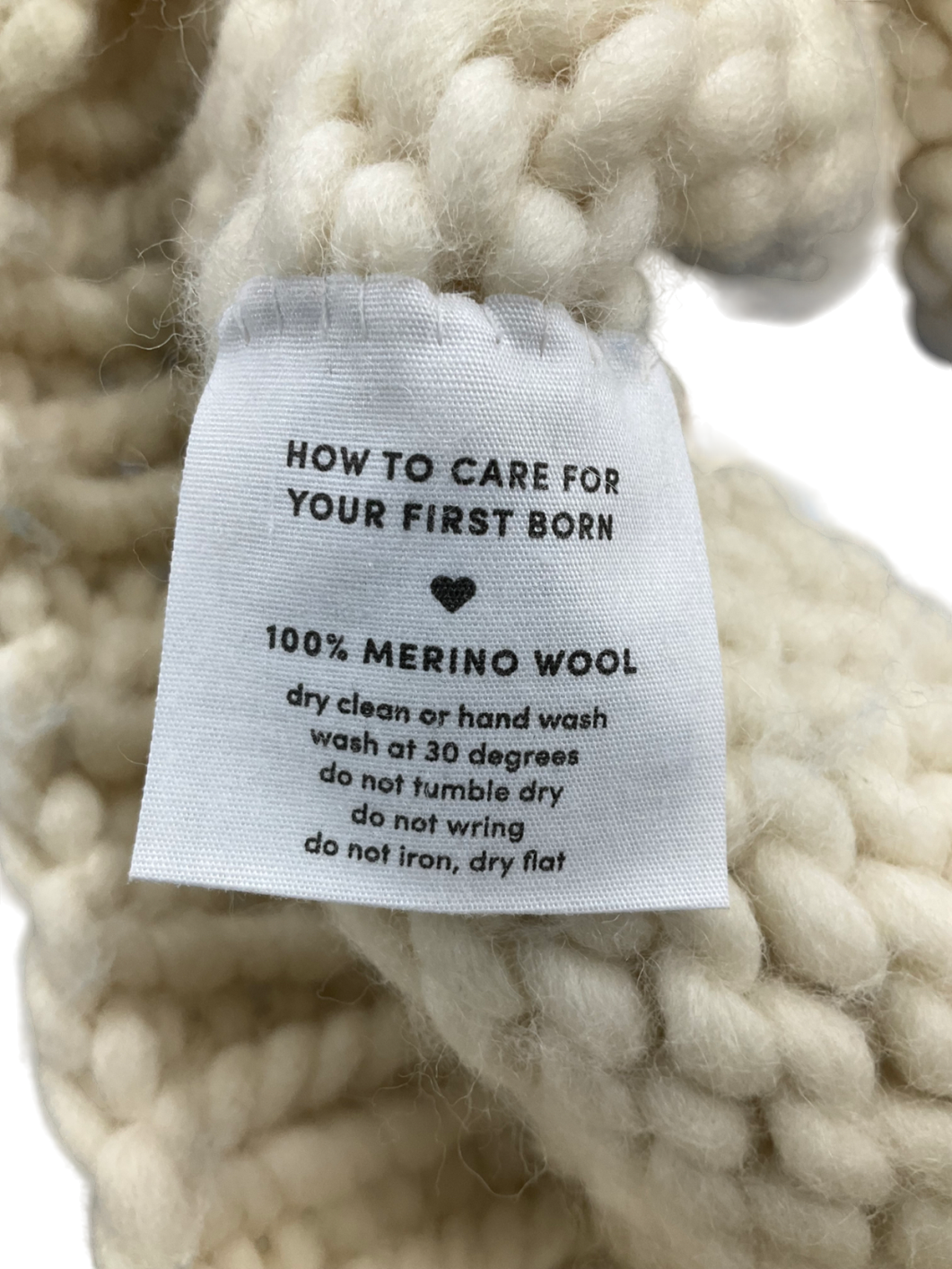 First Born Knits Cream Merino Wool Jumper UK S