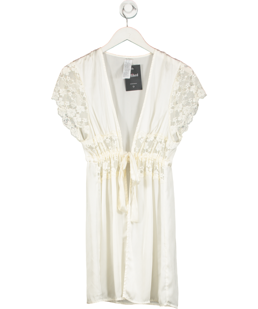 Yamamay Cream Satin Primula Kimono With Short Sleeves UK 10