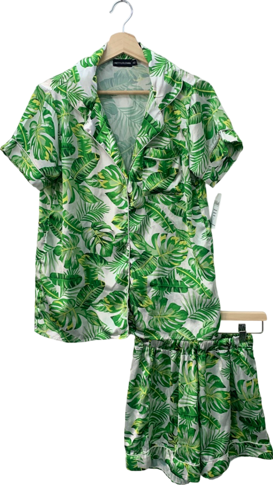 PRETTYLITTLETHING Green Tropical Pyjama Set XS