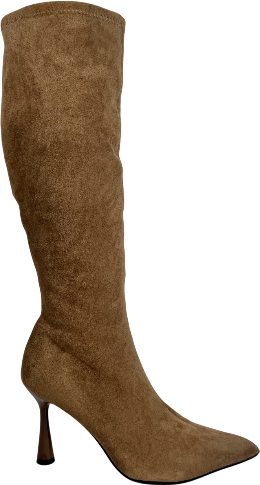 SOSANDAR Beige Camel Faux Suede Knee High Flared Boots UK 6 EU 39 👠