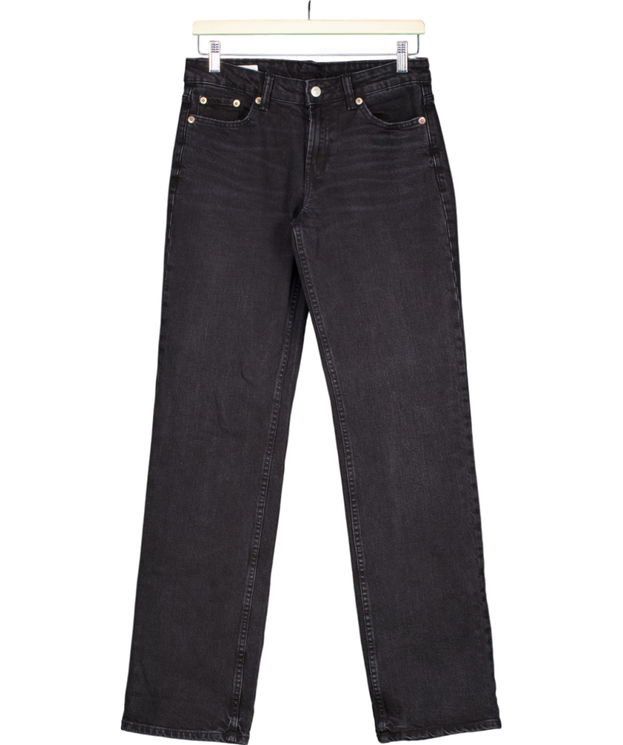 ZARA Black Straight Low-rise Jeans UK 8