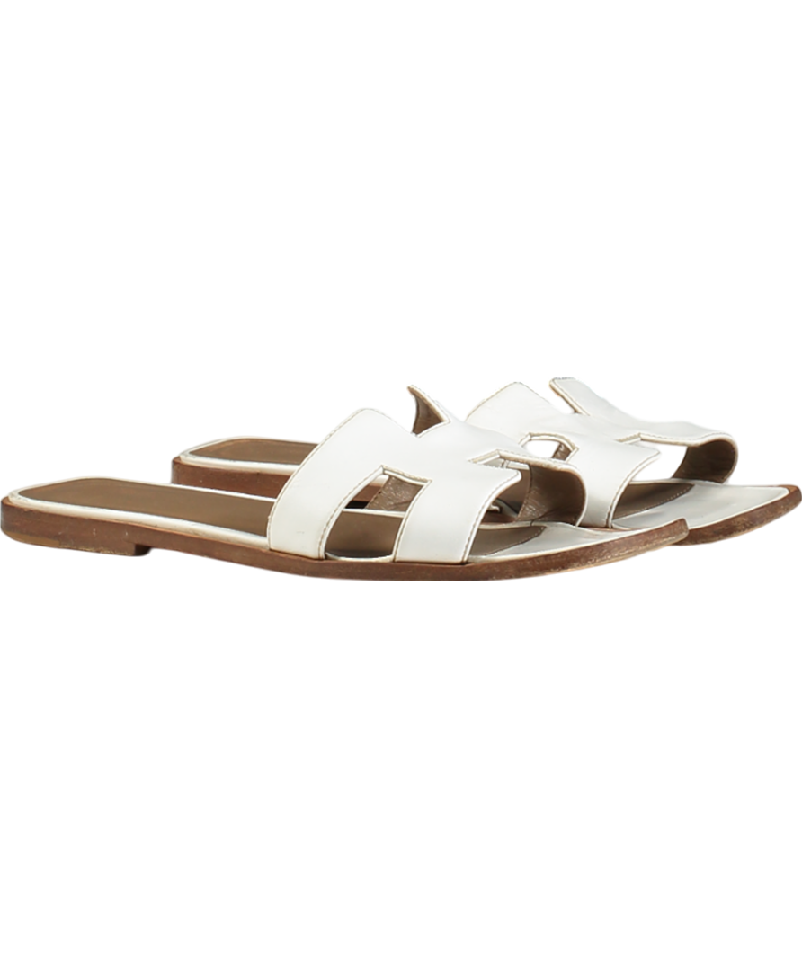 Hermès White Oran Sandals UK 5 EU 38 👠