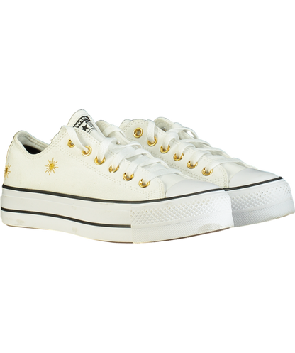 Converse White Custom Chuck Taylor All Star Lift Platform UK 6 EU 39 👠