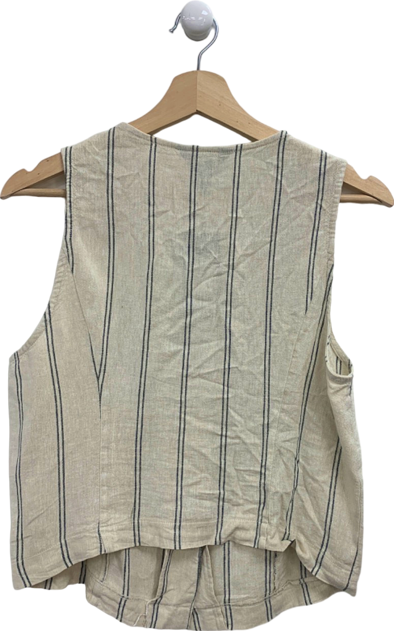 New Look Beige Stripe Linen Vest UK 10