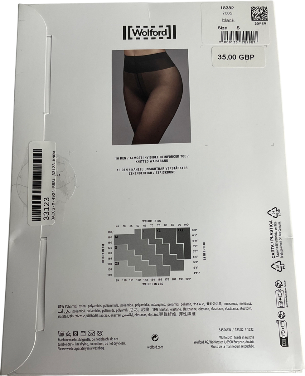 Wolford Black 10 Den Ultra Sheer Mat Look Tights UK S