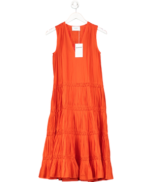 MERLETTE Orange Women's Wallis Smocked Dress UK XS