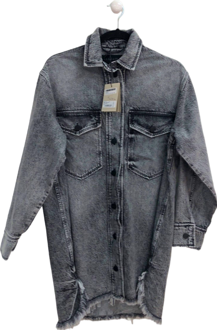 AllSaints Grey Denim Shirt Dress UK Small