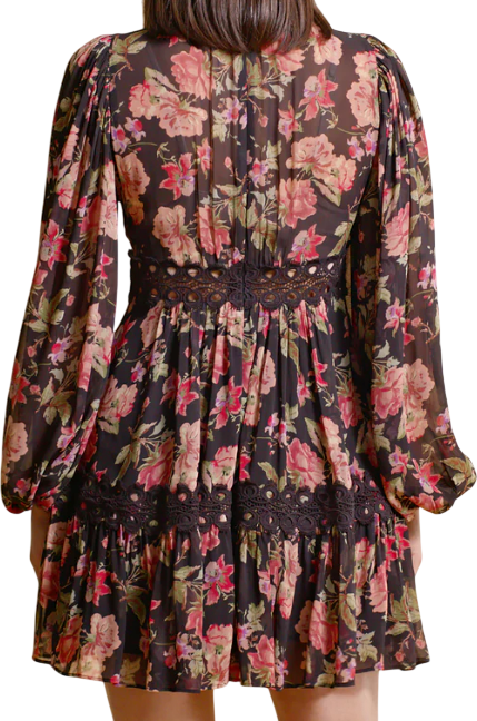 byTIMO Black Georgette Lace Minidress Midnight Blush UK XS