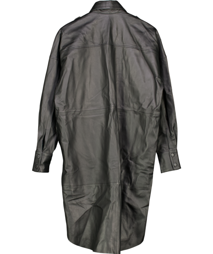 Remain Birger Christensen Black Lavare Long-Sleeve Leather Dress UK 8