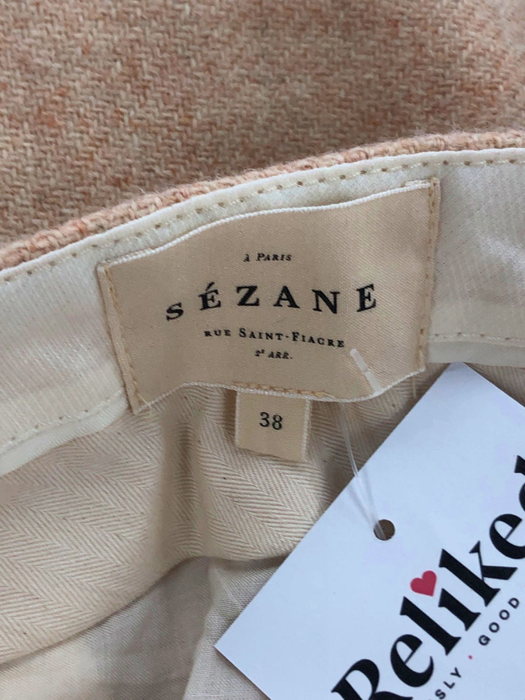 SÉZANE Beige Virgin Wool Emilio Trousers UK 10