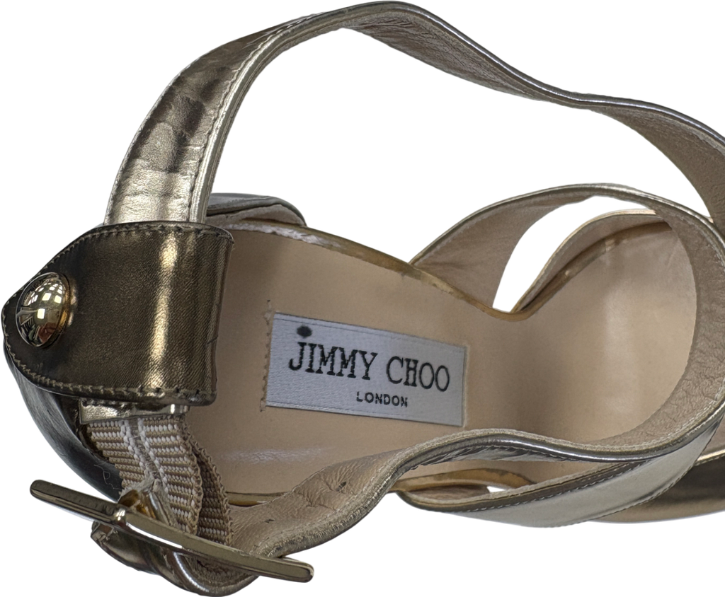 Jimmy Choo Metallic Gold Platform Sandal Heels UK 7.5 EU 40.5 👠