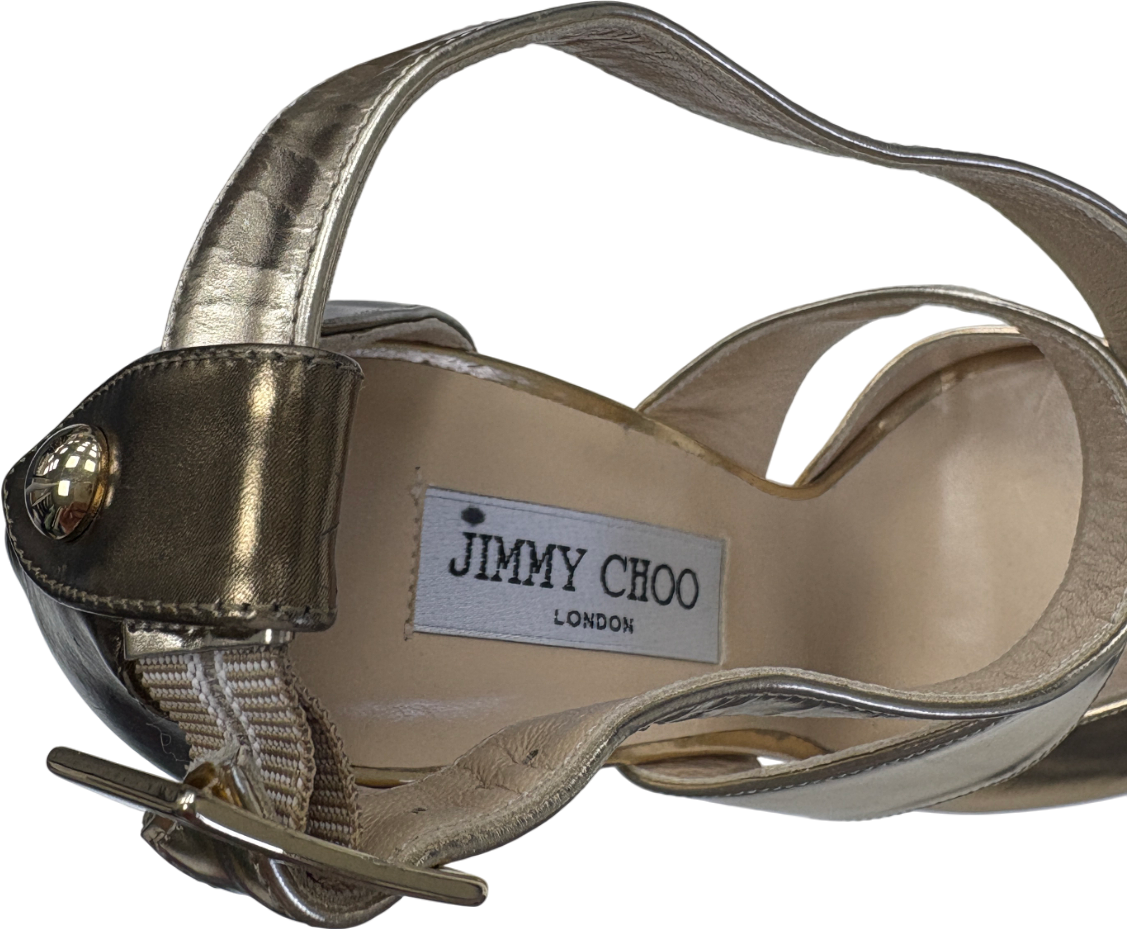 Jimmy Choo Metallic Gold Platform Sandal Heels UK 7.5 EU 40.5 👠