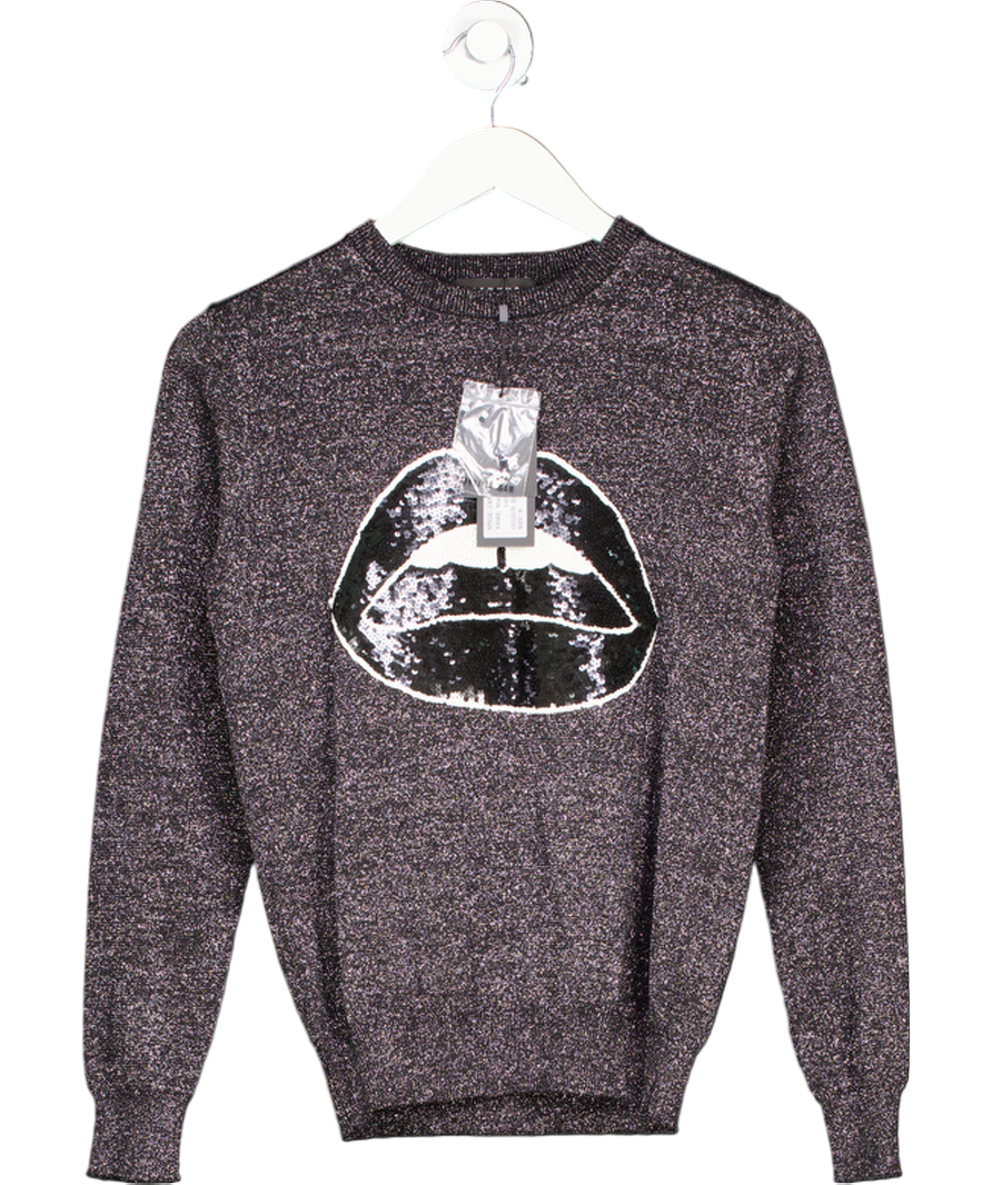 Markus Lupfer Black Mia Sequin Lara Lip Lurex Jumper UK S