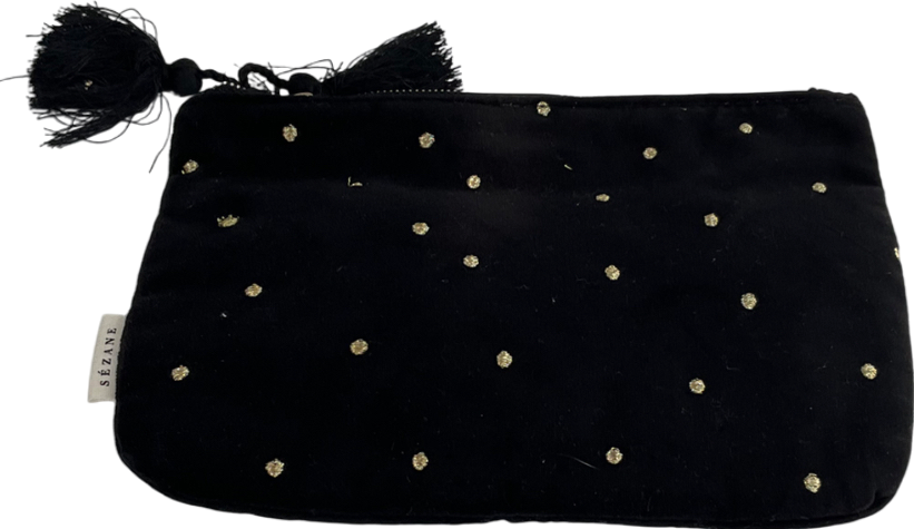 Sezane Black /Gold Velvet Small Clutch Bag