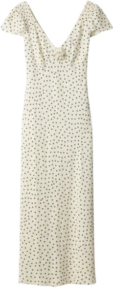 RIXO Ivory  / Black Layal Dot Cathy Midi Dress UK 6