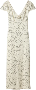 RIXO Ivory  / Black Layal Dot Cathy Midi Dress UK 6