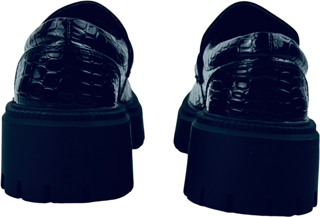 TOPSHOP Lottie Chunky Loafer In Black Croc UK 5 EU 38 👠