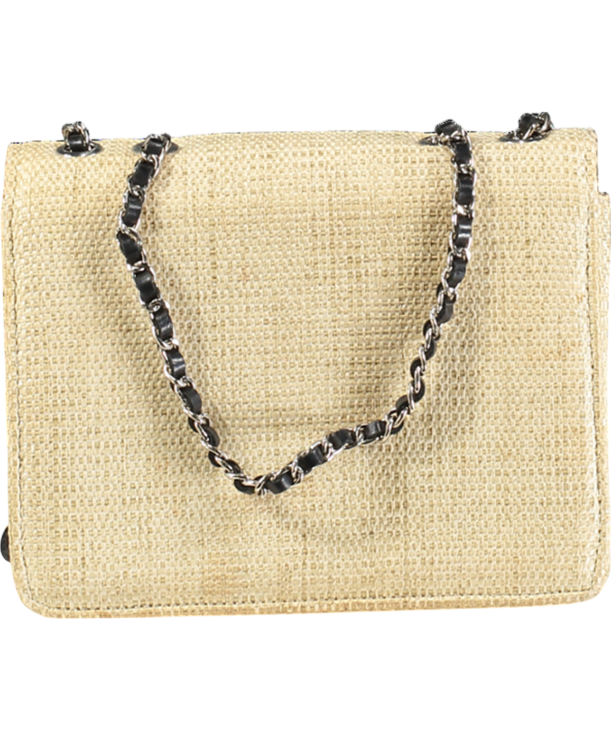 Essentiel Antwerp Beige Crystal Embellished Wicker Shoulder Bag