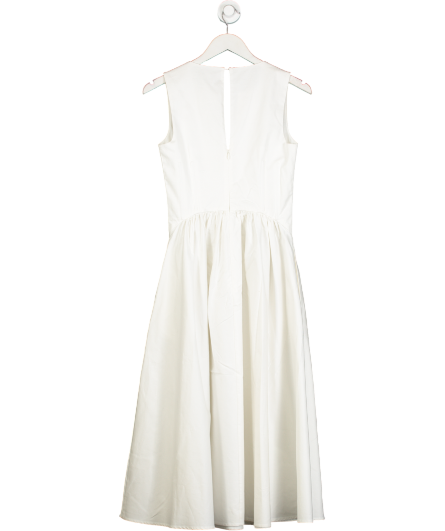 REISS White Liza Corset Cotton Midi Dress UK 4