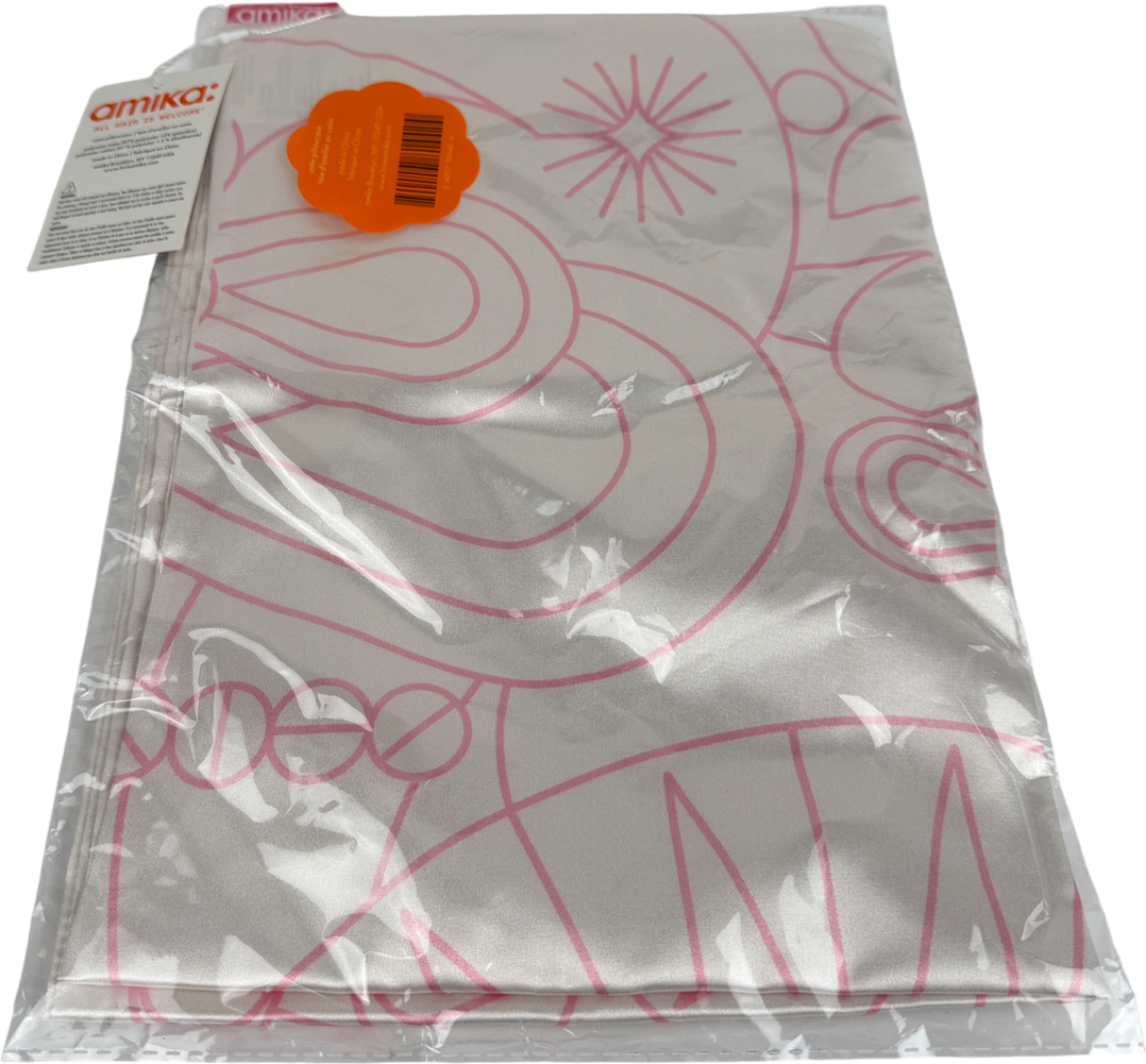 Amika Cream White And Pink Abstract Pillow Case One Size