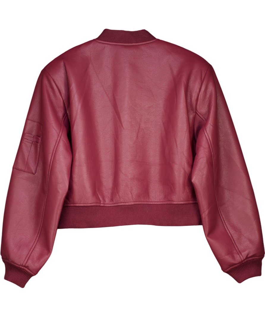 The Couture Club Red Faux Leather Bomber Jacket UK 10