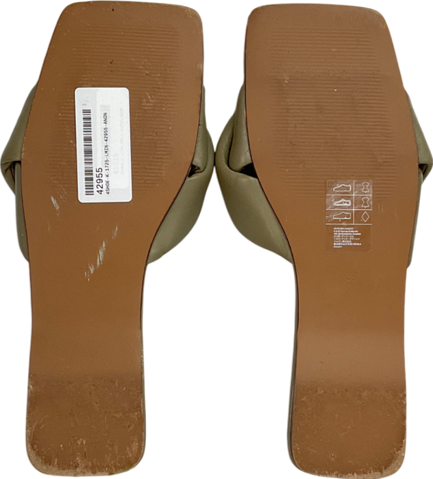 H&M Brown Premium padded Leather Slides UK 6 EU 39 👠