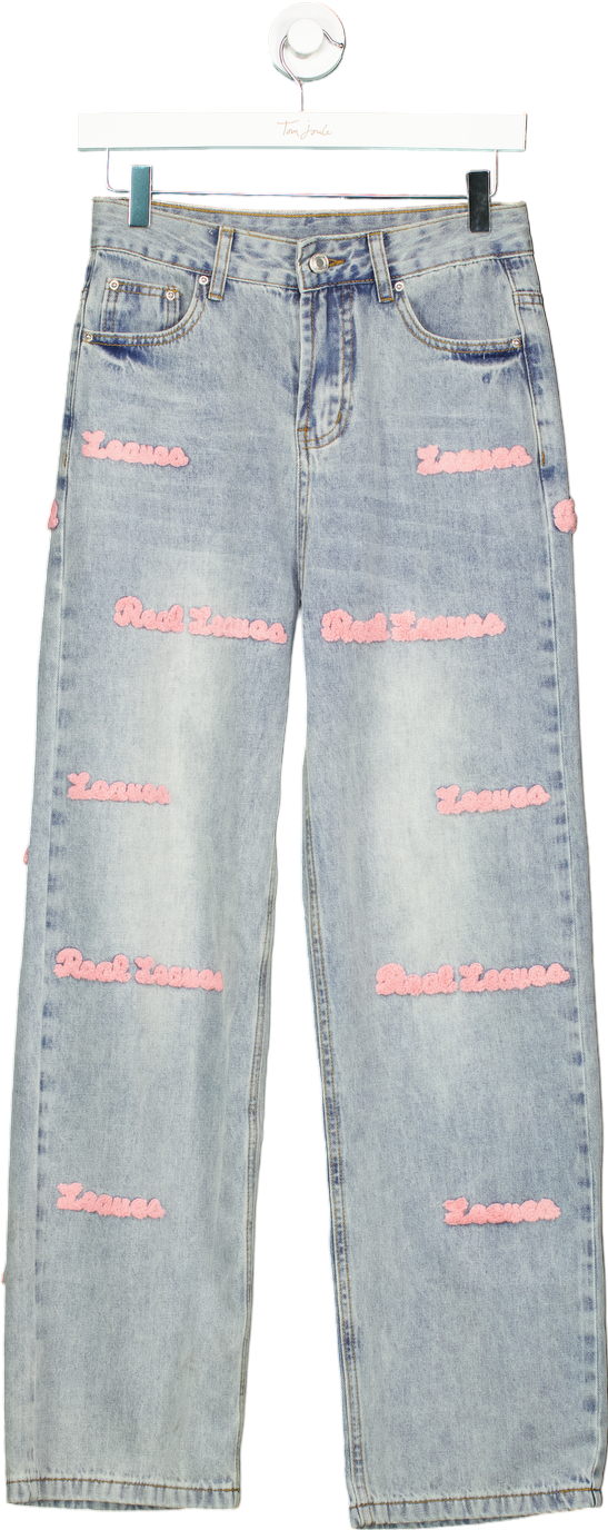 Light Blue Embroidered Jeans UK S