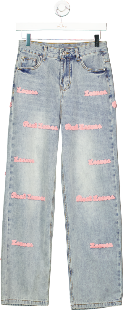 Light Blue Embroidered Jeans UK S