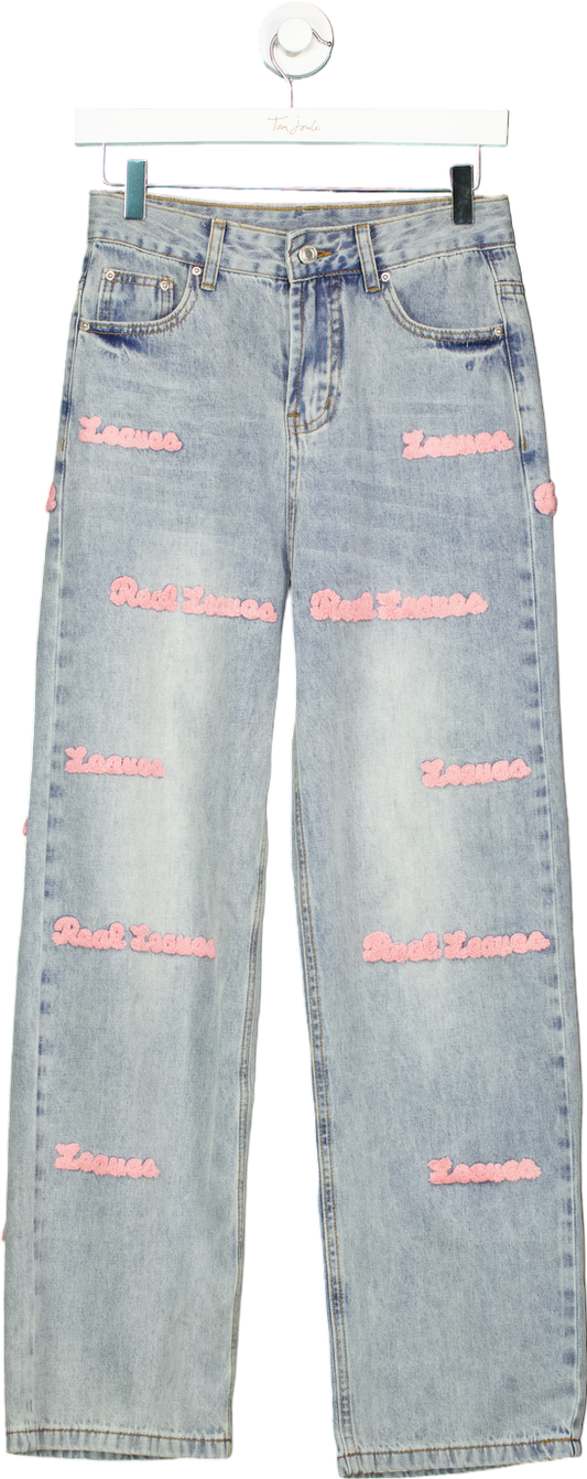 Light Blue Embroidered Jeans UK S