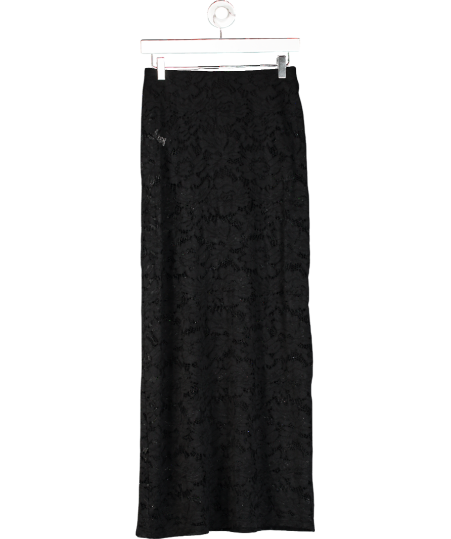 4th & Reckless Black Olga Lace Maxi Skirt UK 6