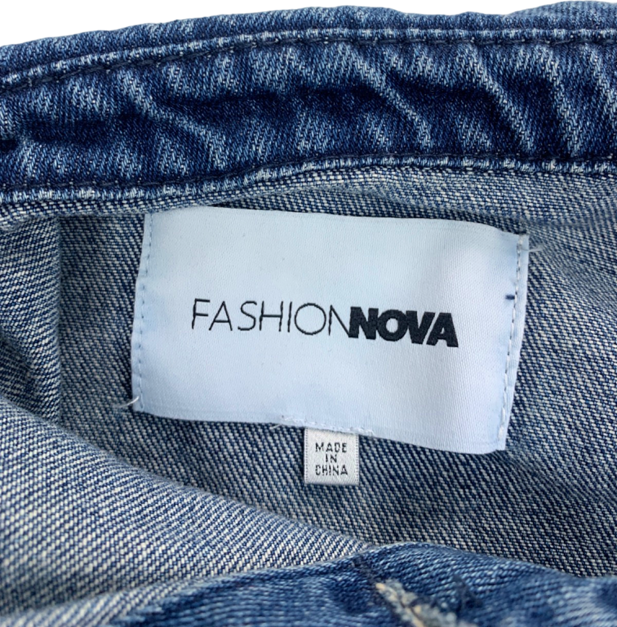 Fashion Nova Blue Denim Cropped Jacket XS