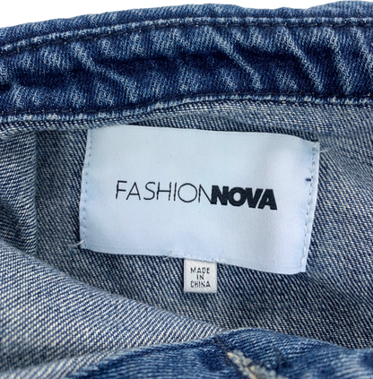 Fashion Nova Blue Denim Cropped Jacket XS