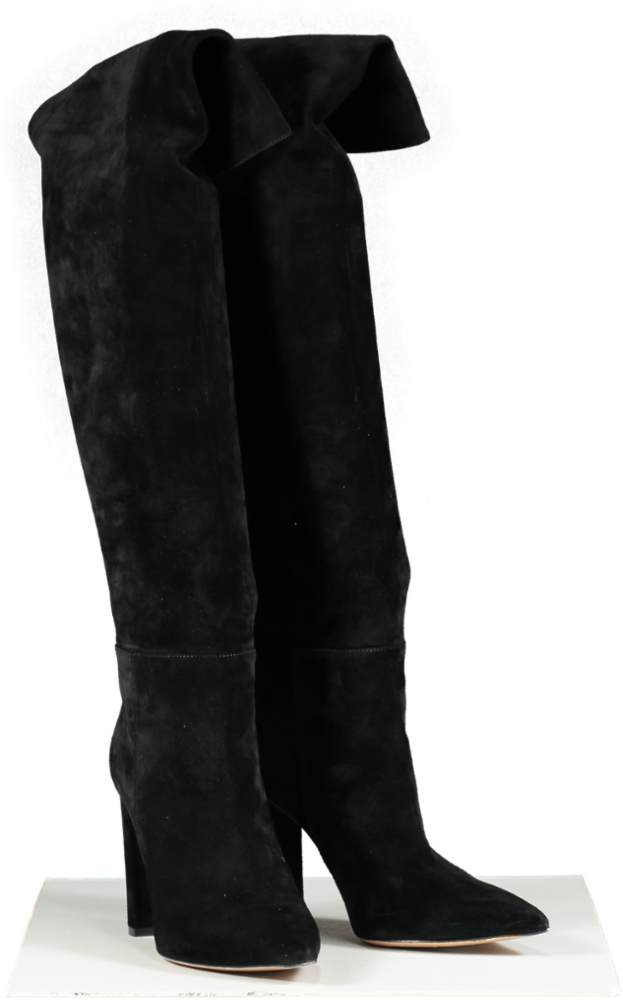 Gianvito Rossi Black Piper 85 Suede Knee Boots UK 5.5 EU 38.5 👠
