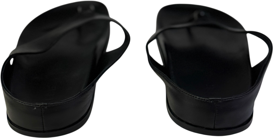 REBE Black Leather Footbed Antonia Slide Sandal UK 6 EU 39 👠