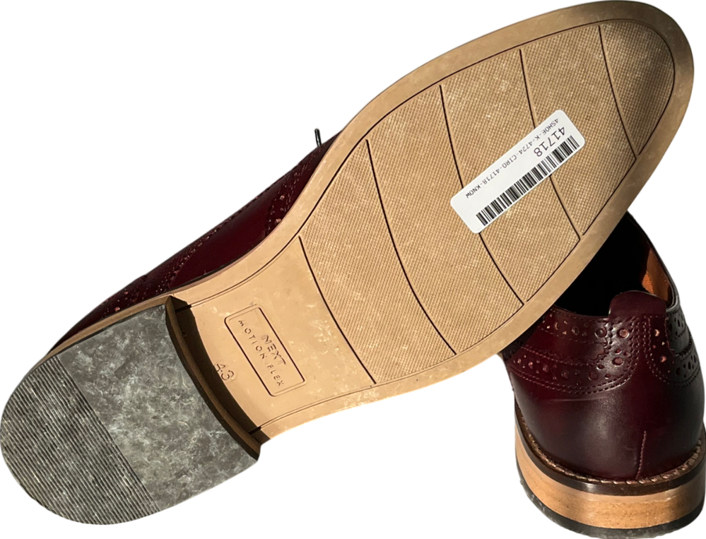 Next Burgundy Red Standard Fit Leather Contrast Sole Brogue Shoes UK 9 EU 43 👞