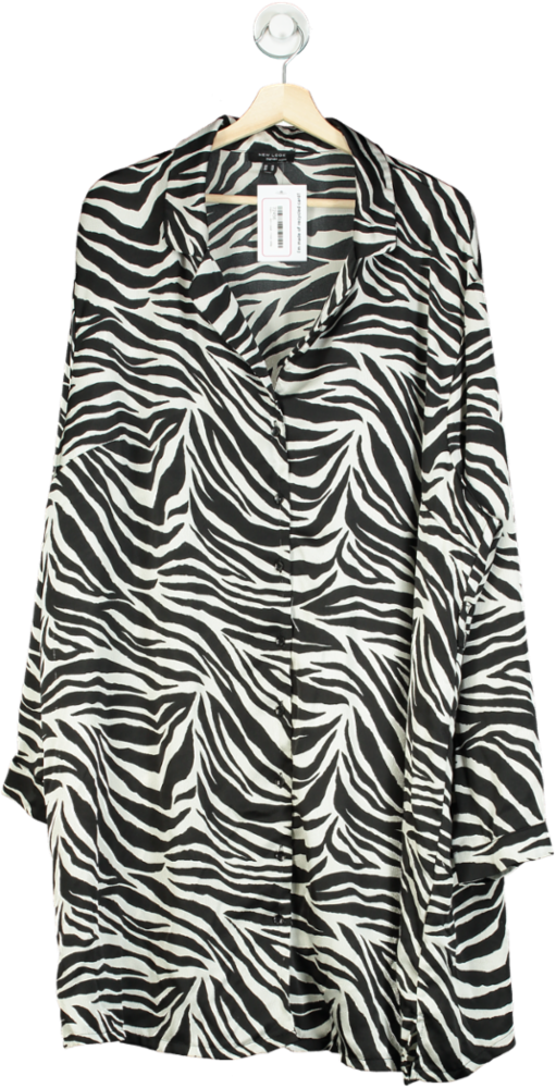 New Look Black and White Zebra Print Shirt Dress UK 26