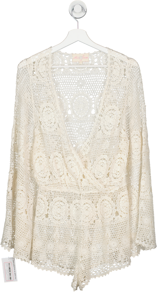 Miss June Cream Crochet Playsuit One Size