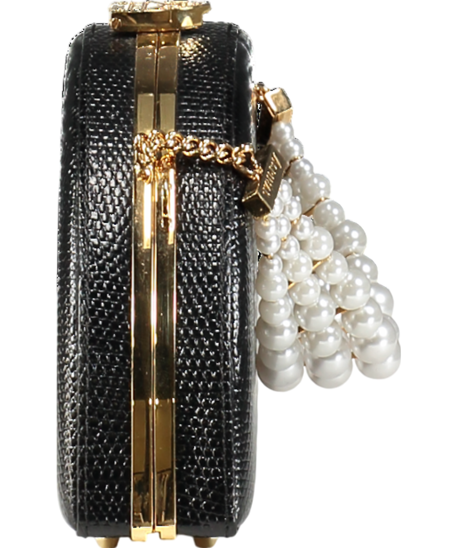 Aspinal Of London Luna Clutch Bag - Black Lizard