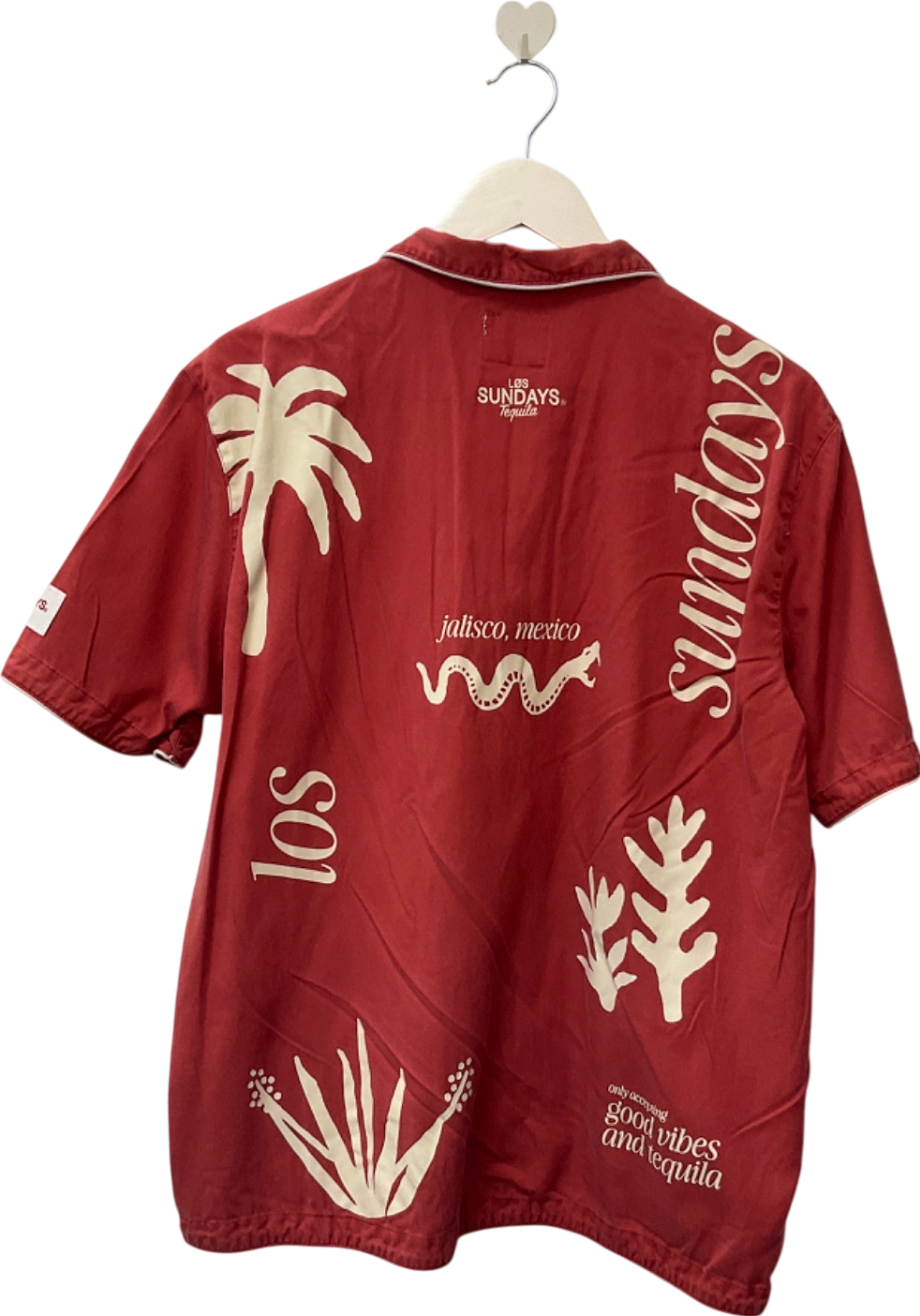 LOS Sundays Red Tequila Print Shirt UK L