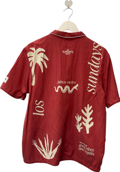 LOS Sundays Red Tequila Print Shirt UK L