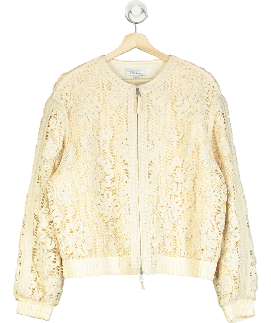 & Other Stories Cream Boxy Braided Jacket UK M