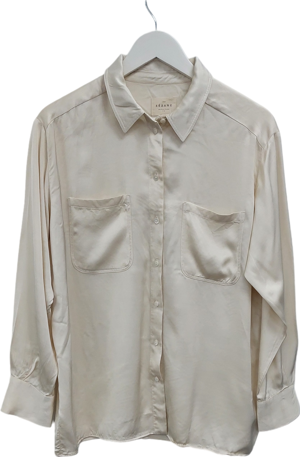 Sézane Cream Silk Shirt UK M