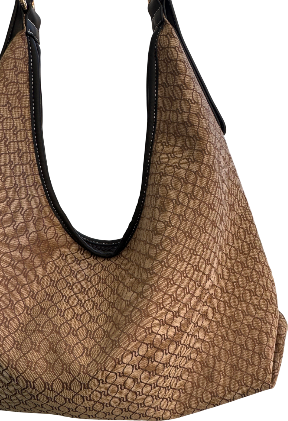 River Island Brown Monogram Slouch Shoulder Bag